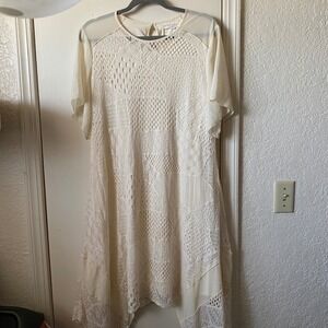 Alchemy Thread Crochet Lace Overlay Fairycore Midi Dress Cream Size L